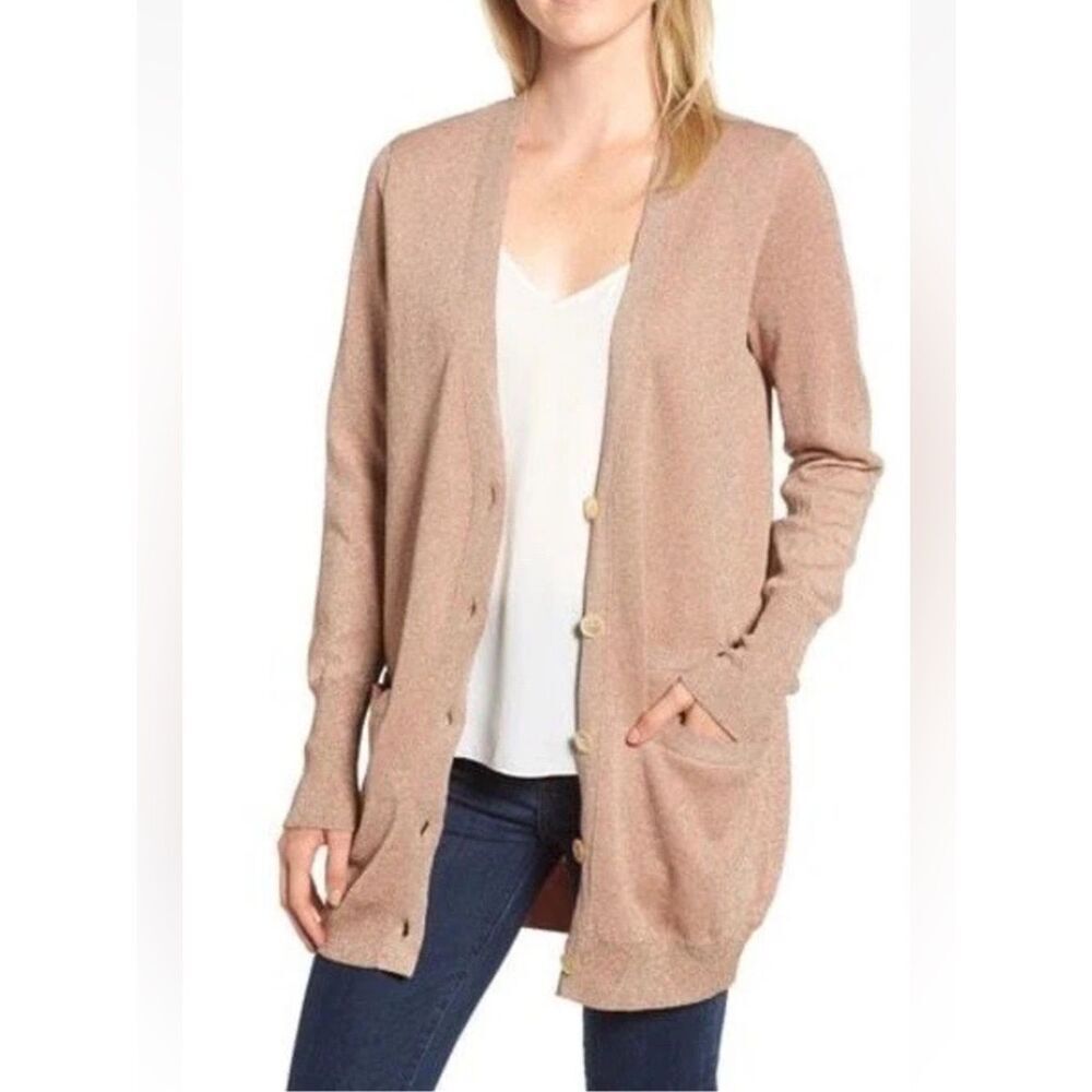 J. Crew Collection Long Cardigan Double Knit Lurex Pink Size Small NWT - Picture 2 of 16